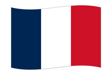 Waving flag of the country France. Vector illustration.