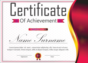 new  certificate professional design pink and golden color with background elements 