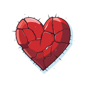 broken cartoon heart icon image flat vector 