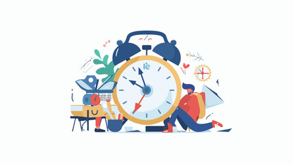 Time Management Illustrations flat vector isolated on