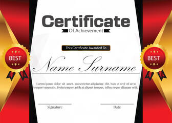 new certificate design in dark red and golden gradients color with text new effect design 