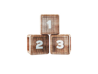 number building block cubes on transparent background