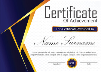 certificate  new design blue and golden color 