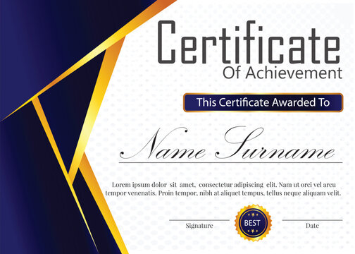 certificate new design blue and golden color