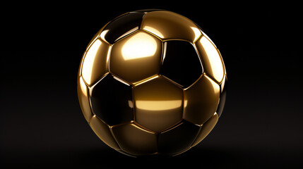 Gold soccer ball or football isolated on black dark background - obrazy, fototapety, plakaty