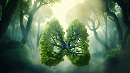 Green lung filled by the forest trees for healthy