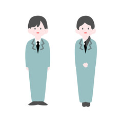 立っている男性と女性作業員