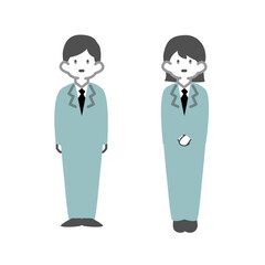 立っている男性と女性作業員