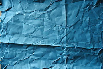 close up horizontal image of an old rough blue paper unfolded