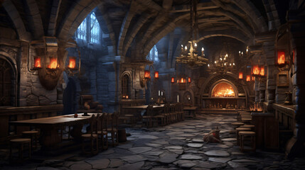 Interior fantasy Medieval Dungeons and Dragons Castle - obrazy, fototapety, plakaty