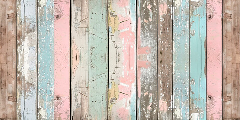 Texture of old wooden boards of different colors with cracked paint. Vertical arrangement