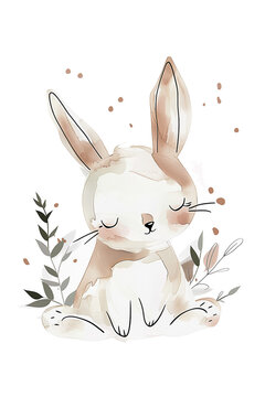 優しく心温まる仔ウサギのイラスト