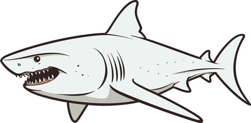 Oceanic Symphony Detailed Shark Vector Artistry