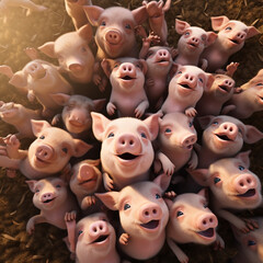 cute animated pigs, from above сreated with Generative Ai