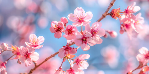 Obraz premium Cherry Blossoms on a blue sky background.