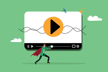Playing stream, video marketing, awareness of brand content, man playing the desired video