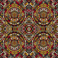 Aztec Patterns Style of red yellow and black - obrazy, fototapety, plakaty