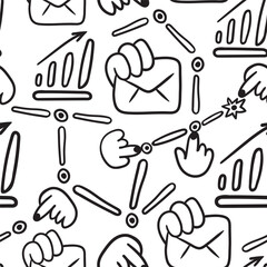 Obraz premium seamless pattern with icons in vector. on business topic in doodle style. Template for wallpaper background wrapping postcard print