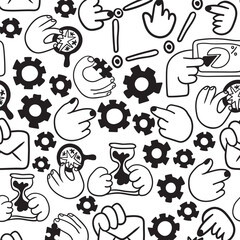 seamless pattern with icons in vector. on business topic in doodle style. Template for wallpaper background wrapping postcard print