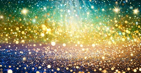 A vibrant background with a cascade of glittering bokeh effects resembling a starry galaxy. The image captures a festive atmosphere with a spectrum of rainbow colors. - obrazy, fototapety, plakaty