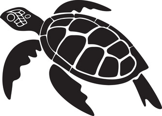 Turtle Silhouette Vector Illustration White Background