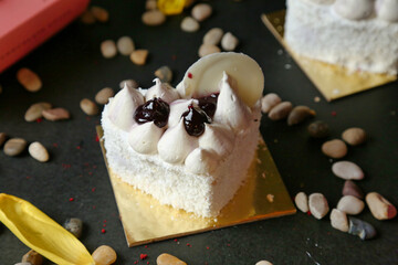 Delicious Slice of Cake on a Wooden Table