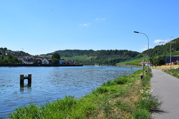 Fototapeta na wymiar waterfront area of Grevenmacher, Luxembourg