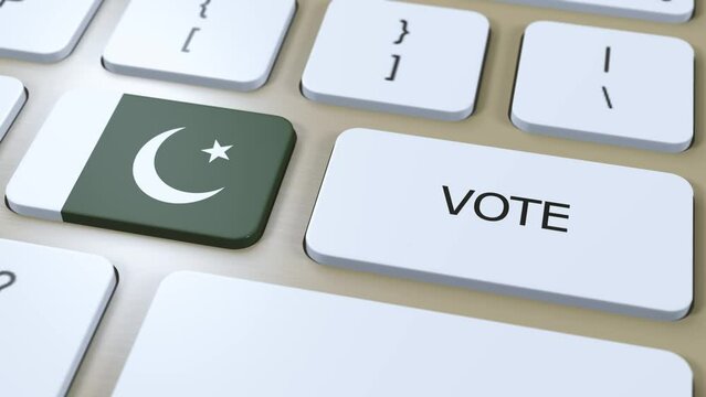Pakistan Vote in Country. National Flag and Button 3D Animation