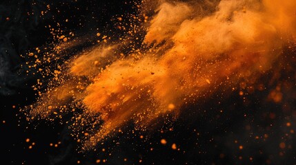Fototapeta na wymiar A vibrant orange dust cloud floating in the air, perfect for adding a pop of color to your design projects