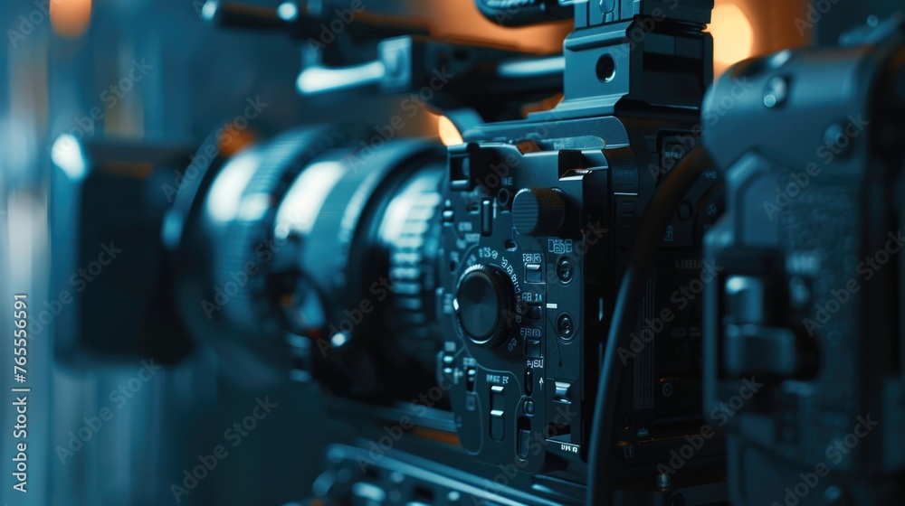Aufkleber Close up view of a camera with blurred background. Perfect for photography and technology concepts