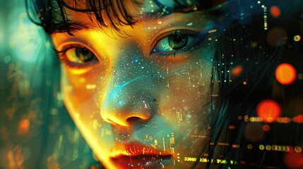 Close-up of a person with a cityscape in the background. Suitable for urban lifestyle concepts
