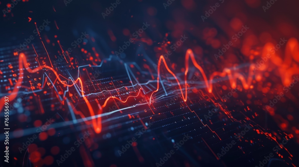Poster Close up of a computer screen with red lights, suitable for technology concepts