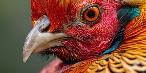 A detailed view of a bird with a vibrant red head, perfect for nature-themed designs