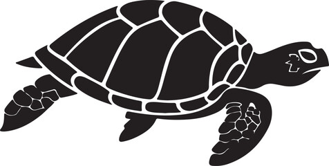 Turtle Silhouette Vector Illustration White Background