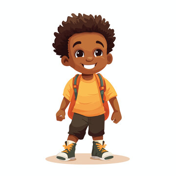 cartoon cute african boy cheerful image flat vector