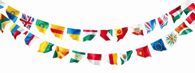 Obraz premium Flag garlands Birthday isolate white background