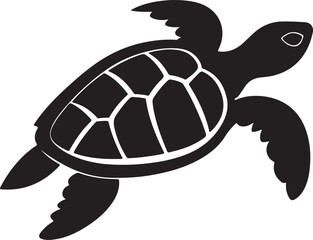 Turtle Silhouette Vector Illustration White Background