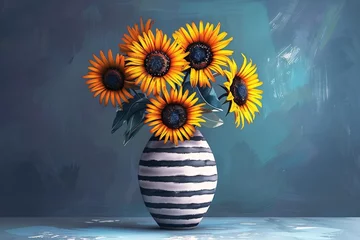 Foto op Plexiglas a vase with sunflowers in it © Gheorghe