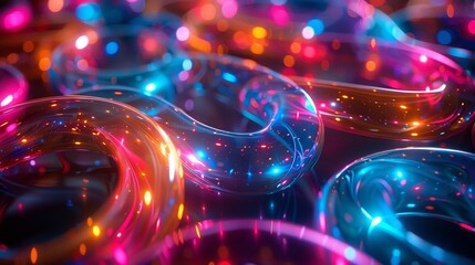 Abstract Light Trails with Colorful Bokeh on Dark Background