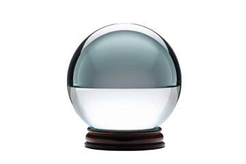 Magical glass sphere, glowing softly, central focus, pure white background, minimalist composition, isolated, hints at contained enchantment, studio lighting, sharp edges