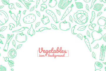 Vegetables line icons background in circle composition. Illustration for card, posters. round composition.
