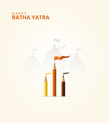 Happy Ratha yatra, Indian festival Ratha Yatra of Lord Jagannath, Odisha Rath, vector illustration, creative concept for banner, poster vector illustration.