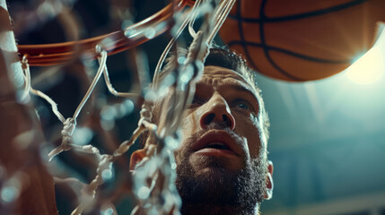 close-up basketball player  - obrazy, fototapety, plakaty