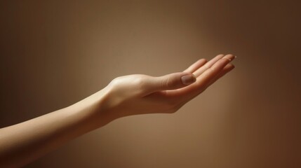 Open female hand on a white background, emphasizes the beauty of the hands