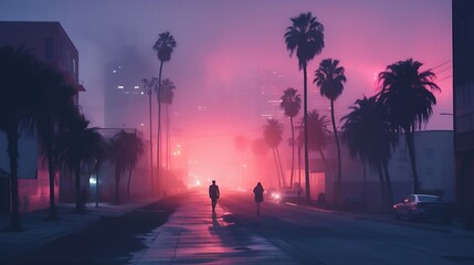 Walking in the City: Palm Trees, Fog, and Bright Lights





