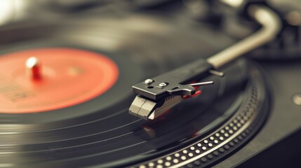Vintage record player with vinyl record player