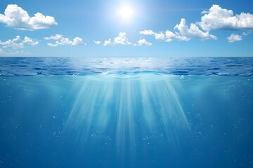 Translucent Tranquility: Surreal Seascape with Crystalline Waters Unveiling the Ocean Floor, Creating a Scene of Sublime Beauty and Mystery