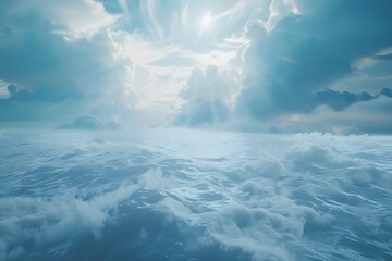 Ethereal Elegance: Underwater Scene Revealing the Sandy Seabed Beneath Calm Waves, Infusing the Depths with Serenity and Beauty