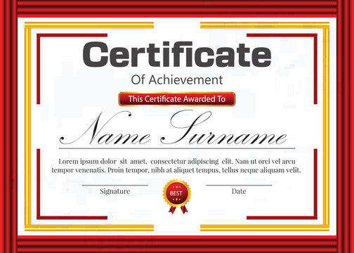 certificate new professional design in red and golden gradients color in some text new style 
