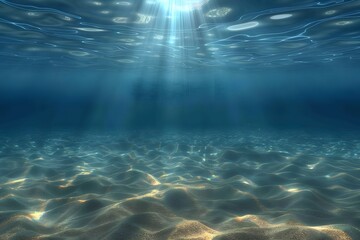 Serenity Unveiled: Hypnotic Aquatic Scene Where the Sandy Depths Meet the Vastness of the Sky in a Seamless and Tranquil Composition, Offering a Moment of Peaceful Contemplation